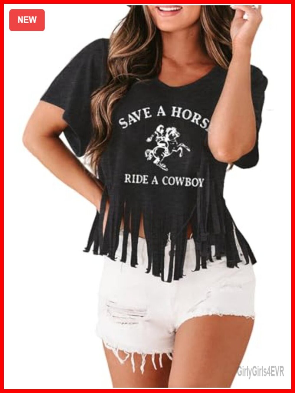 Western Fringe Cowgirl T-Shirt Short Sleeve Country Concert Tee